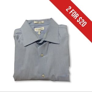 Van Heusen Blue & White Broadcloth Wrinkle Free Dress Shirt- 18 Neck/ 34-35